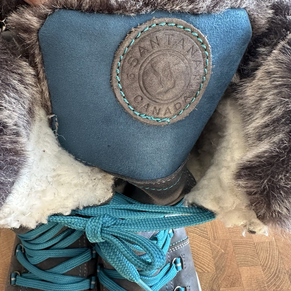 Santana Canada Marinda Womens 10 Grey Turquoise Tall Winter Boots Snow Casual - Picture 4 of 9